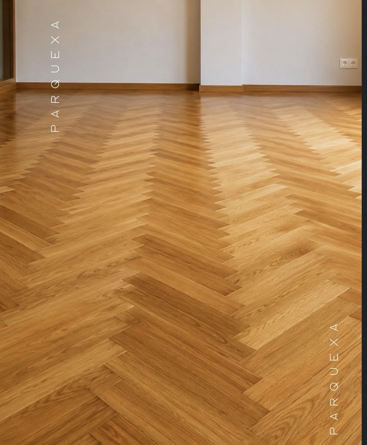 Parquet de roble colocado en espiga por PARQUEXA